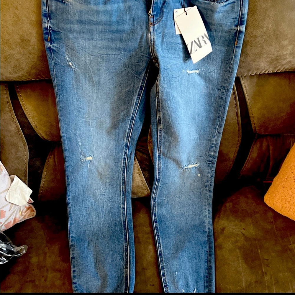 Zara Slim fit jeans . Dive blue color , brand new !